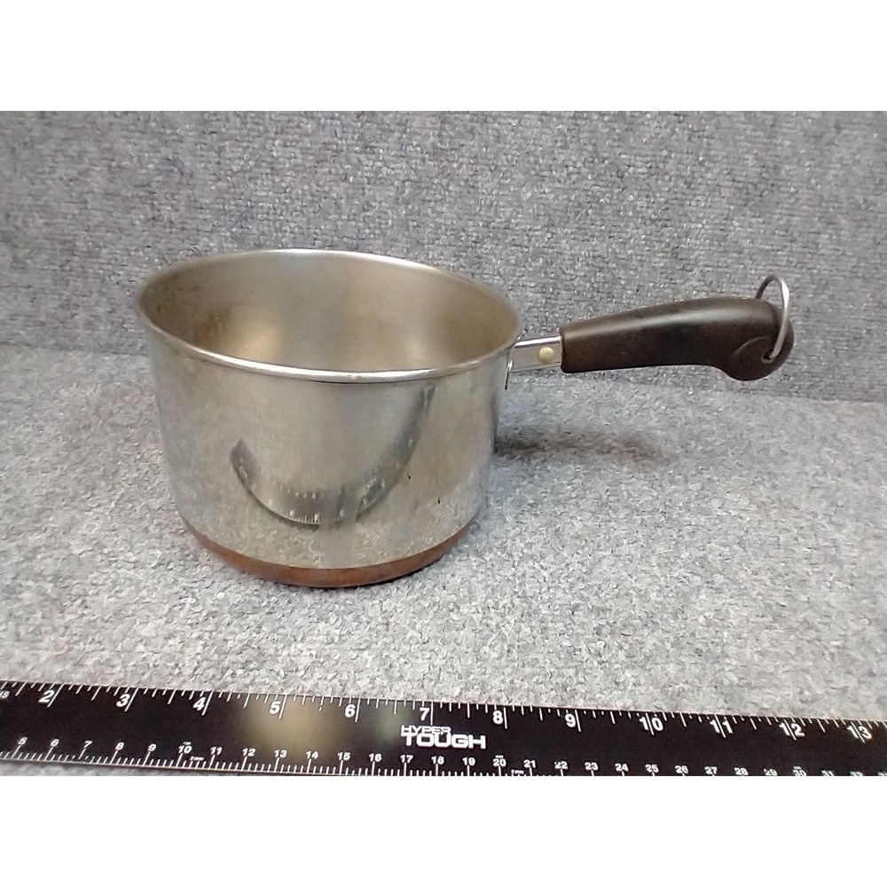 Vintage Revere Ware 2 Qt Saucepan Copper Bottom Stainless Steel Pot 1801 USA 80